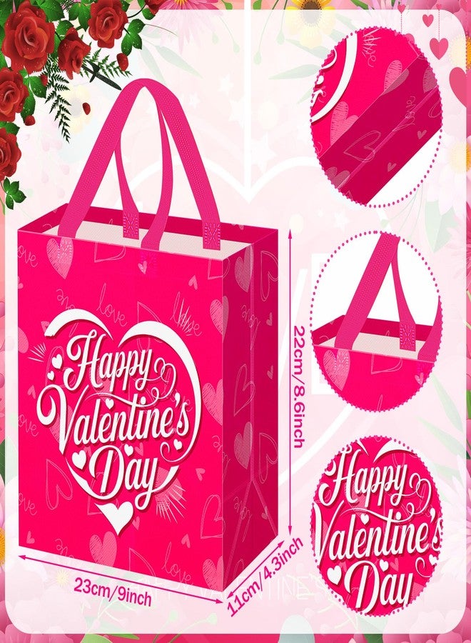 Wesnoy 48 Pcs Valentine's Day Gift Bags Bulk with Handle Non Woven Reusable Bags Valentine's Day Tote Bag for Gift Exchange, Goodies Wrapping and Party Celebration Favors, 11.4 x 10.6 x 4.7 Inches - Image 2